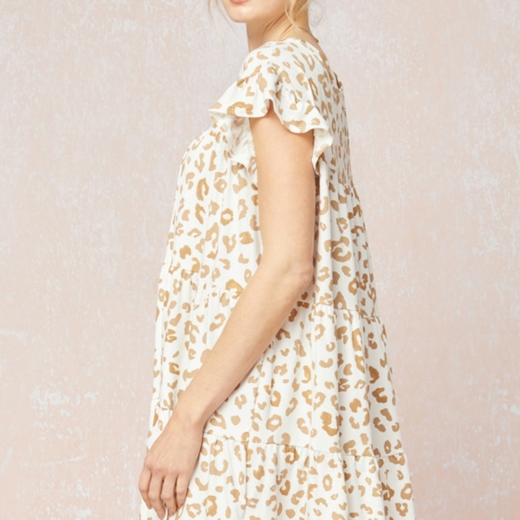 Leopard Print Babydoll Dress NWT - Picture 4 of 7